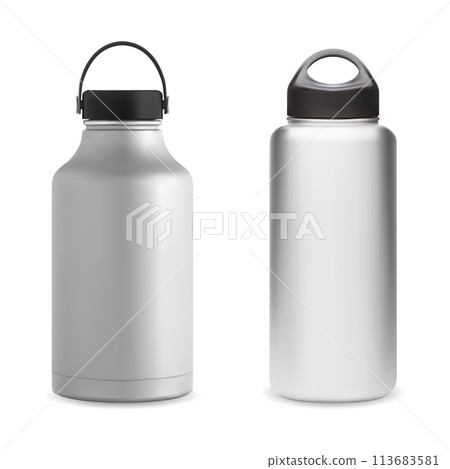 Stainless steel water flask design, vector illustration 113683581