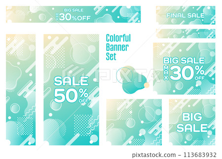 Banner set_Memphis pattern 113683932