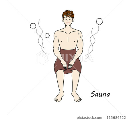 A refreshing man who moves from the sauna to the cold bath and then to the rest area to cool down in the fresh air. A refreshing man who moves from the sauna to the cold bath and then to the rest area to cool down in the fresh air. 113684522