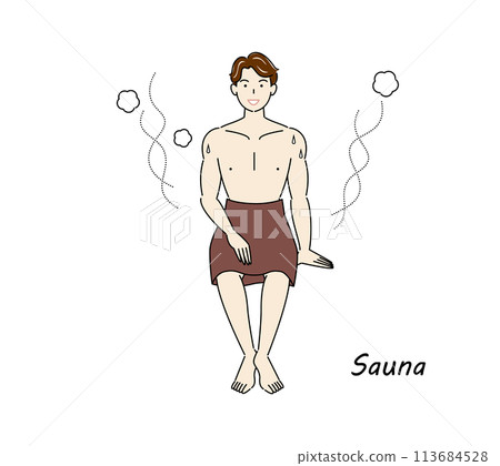 A refreshing man who moves from the sauna to the cold bath and then to the rest area to cool down in the fresh air. A refreshing man who moves from the sauna to the cold bath and then to the rest area to cool down in the fresh air. 113684528