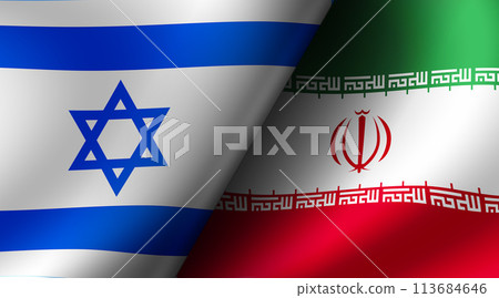 Israel vs Iran conflict / Flag illustration 113684646