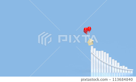 The house wood and balloons for property or building concept 3d rendering. The house wood and balloons for property or building concept 3d rendering. 113684840