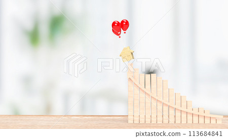 The house wood and balloons  for property or building concept 3d rendering. 113684841