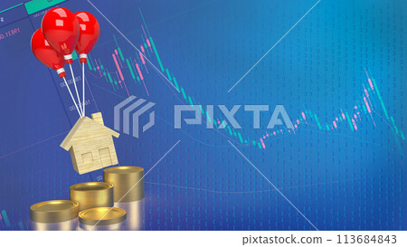 The house wood and balloons  for property or building concept 3d rendering. 113684843
