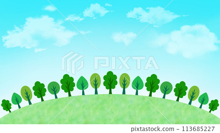樹木和藍天背景素材16:9 113685227