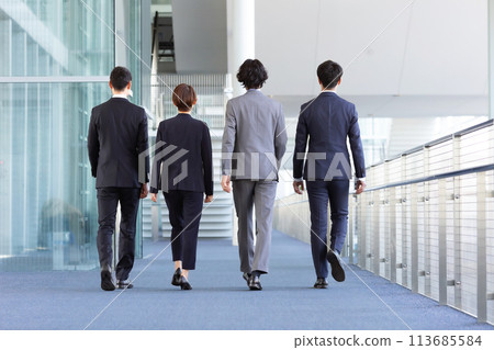 Business person walking back view 113685584