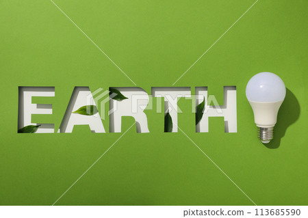The inscription Earth on a green background 113685590