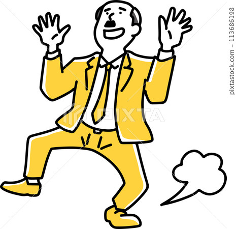 一個頑皮的中年男性上班族 一個頑皮的中年男性上班族 113686198