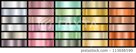 A set of metal gradients. Background surface template with chrome texture. 113686590