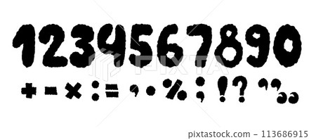 Chalk textured numbers, mathematical symbols and punctuation marks. Vector illustration. Isolated hand drawn doodles for design and decoration. Chalk textured numbers, mathematical symbols and punctuation marks. Vector illustration. Isolated hand drawn doodles for design and decoration. 113686915