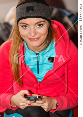 Young woman with cell phone. 113688393