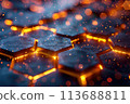 Futuristic Tech Golden Hexagonal Pattern with Glowing Edges Pattern Background 113688811