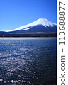Clear March sky and Mt. Fuji seen from Lake Yamanaka 113688877