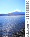 Clear March sky and Mt. Fuji seen from Lake Yamanaka 113688880