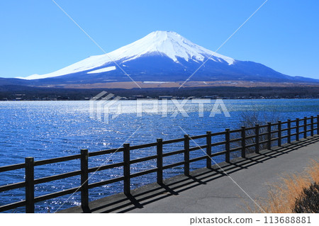 三月的晴空和從山中湖看到的富士山 113688881