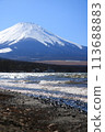 Clear March sky and Mt. Fuji seen from Lake Yamanaka 113688883