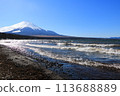 Clear March sky and Mt. Fuji seen from Lake Yamanaka 113688889