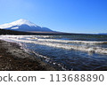 Clear March sky and Mt. Fuji seen from Lake Yamanaka 113688890