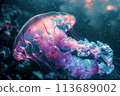 Close-Up of Jellyfish Floating Elegantly in Marine Environment 113689002