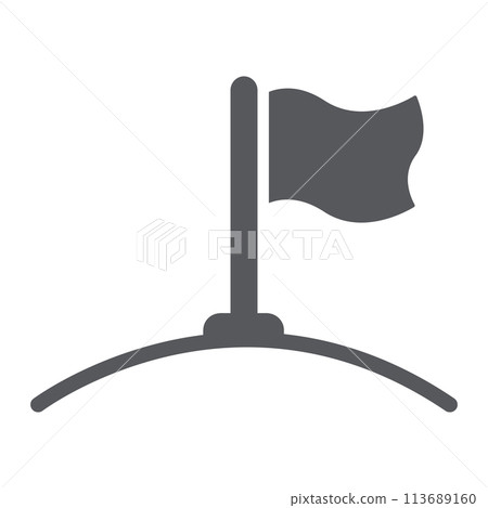 Flag glyph icon, direction and pennant, flagpole sign, vector graphics, a solid pattern on a white background. Flag glyph icon, direction and pennant, flagpole sign, vector graphics, a solid pattern on a white background. 113689160