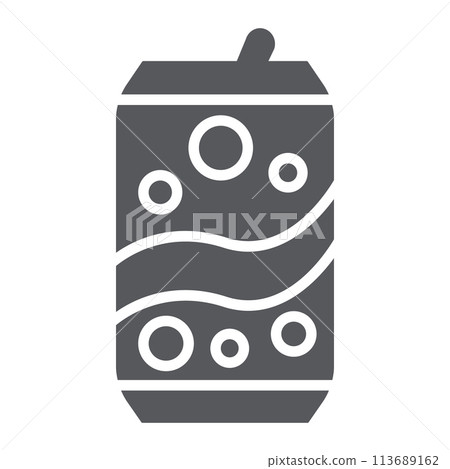 Soda can glyph icon, drink and beverage, aluminum can sign, vector graphics, a solid pattern on a white background. Soda can glyph icon, drink and beverage, aluminum can sign, vector graphics, a solid pattern on a white background. 113689162