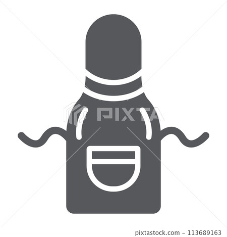 Kitchen apron glyph icon, wear and kitchen, chef garment sign, vector graphics, a solid pattern on a white background. Kitchen apron glyph icon, wear and kitchen, chef garment sign, vector graphics, a solid pattern on a white background. 113689163