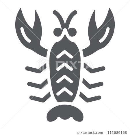 Crawfish glyph icon, sea and food, lobster sign, vector graphics, a solid pattern on a white background. 113689168