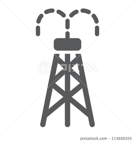 Oil derrick glyph icon, tower and industry, oil rig sign, vector graphics, a solid pattern on a white background. 113689205