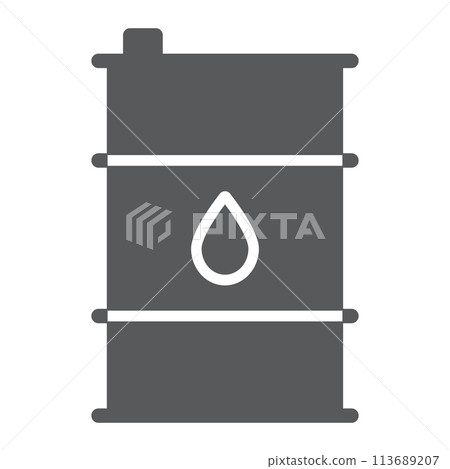 Oil barrel glyph icon, container and industry, oil tank sign, vector graphics, a solid pattern on a white background. 113689207