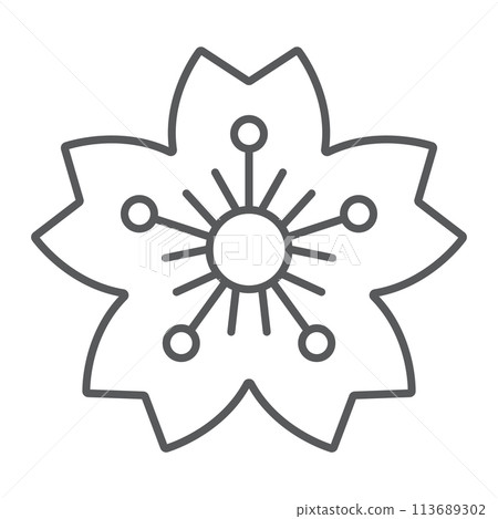 Sakura thin line icon, japan and flower, cherry blossom sign, vector graphics, a linear pattern on a white background. 113689302