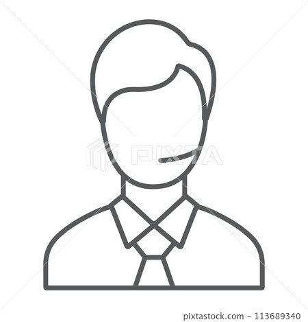 Support man thin line icon, call and...-插圖素材 [113689340] - PIXTA圖庫