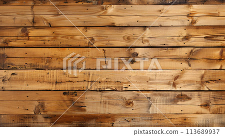 full screen view of retro, worn, cozy wooden planks from a perfect frontal view 113689937