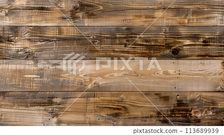 full screen view of retro, worn, cozy wooden planks from a perfect frontal view 113689939