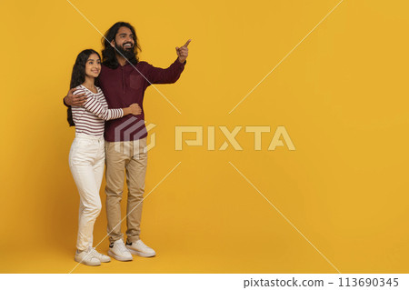 Couple points away on bright yellow background Couple points away on bright yellow background 113690345