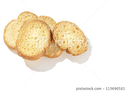 Rusks photographed on a white background 113690581