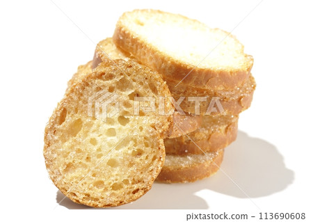 Rusks photographed on a white background 113690608