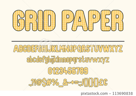 Decorative Grid Paper Color Font Set for Artistic 113690838