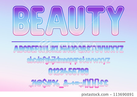 Beauty Gradient Typeface Design - Colorful Font Set 113690891
