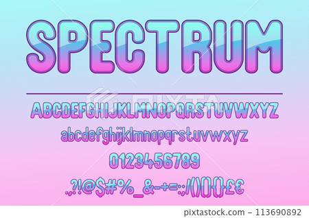 Vibrant Spectrum Gradient Color Font Set 113690892