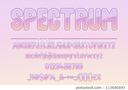 Vibrant Spectrum Gradient Color Font Set. Modern Typography Design 113690893