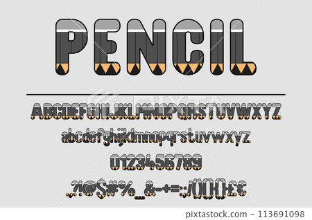 Pencil Font Set. Creative Typography 113691098