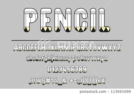 Pencil Font Set. Creative Typography 113691099
