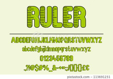 Green Ruler Color Font Set Green Ruler Color Font Set 113691231