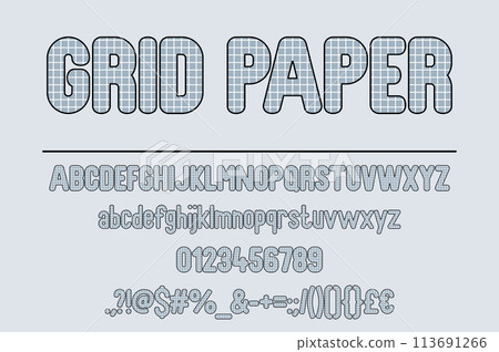 Artistic Grid Paper Color Font Set. Creative Typography Design 113691266