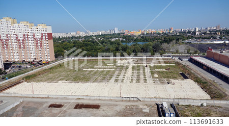 Kyiv, Ukraine July 28, 2020 Construction site of the zero cycle of a large entertainment center in Kyiv Kyiv, Ukraine July 28, 2020 Construction site of the zero cycle of a large entertainment center in Kyiv 113691633