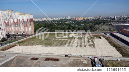 Kyiv, Ukraine July 28, 2020 Construction site of the zero cycle of a large entertainment center in Kyiv Kyiv, Ukraine July 28, 2020 Construction site of the zero cycle of a large entertainment center in Kyiv 113691635