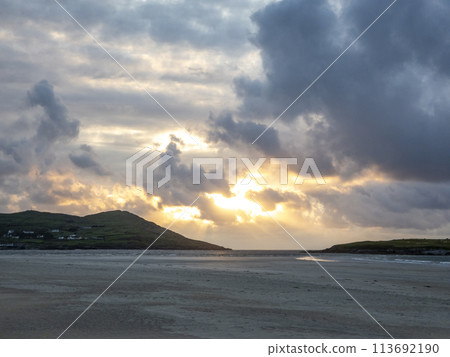 Beautiful sunset at Portnoo Narin beach in County Donegal - Ireland Beautiful sunset at Portnoo Narin beach in County Donegal - Ireland 113692190