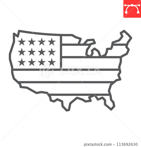 USA map line icon USA map line icon 113692630