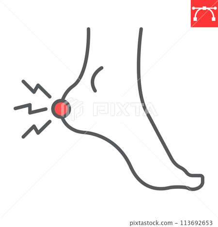 Heel pain line icon Heel pain line icon 113692653