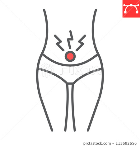 Menstrual cramps line icon 113692656